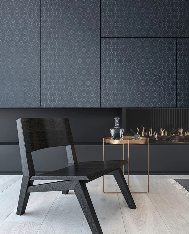 Textile wallcovering in an interior